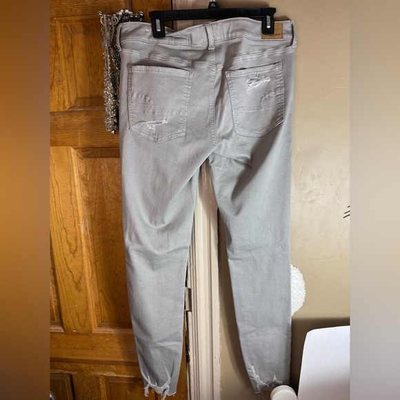 American Eagle Super Stretch X-Long  Gray Distressed   Jegging Size 14 X-Long - Picture 3 of 5